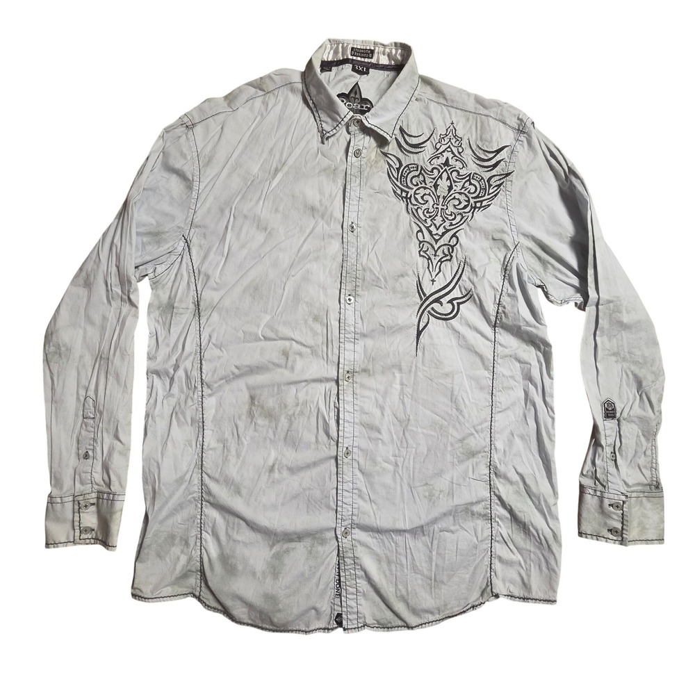 Roar Affliction Style Beyond Limits Button Up Shirt Tribal 3XL Acid Wash Grunge